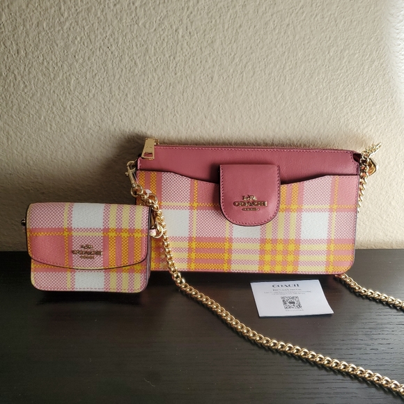 Coach Poppy Crossbody With Card Case With Garden Plaid Print - Picture 8 of 15